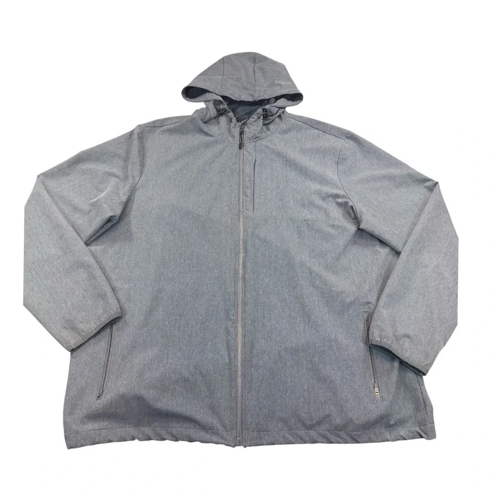 Swiss Tech Mens 2XL Gray Hooded Softshell Jacket Full Zip Rain Windbreaker